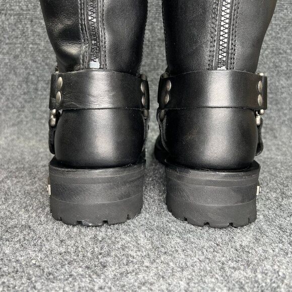 Milwaukee 11" Harness Boots Mens Size 9 Black Leather Drag Square Toe Motorcycle - Picture 8 of 14